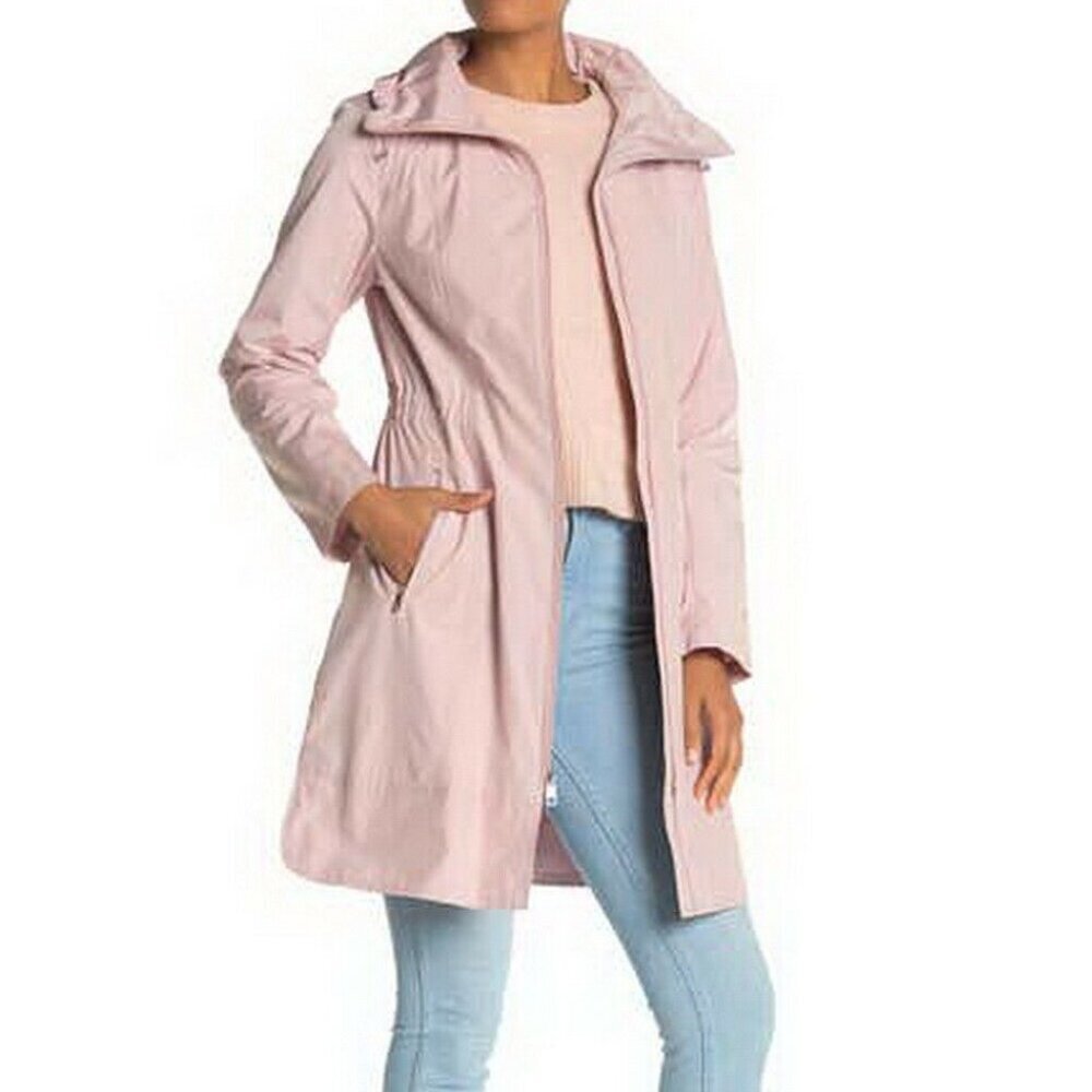 Cole Haan Canyon Rose Pink Hooded Packable Rain Coat